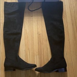 Aldo Thigh-High Flat Black Suede Flat Boots